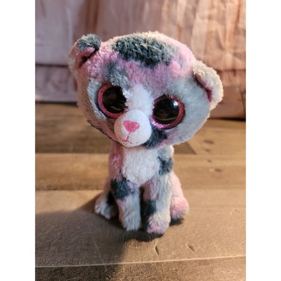 Beanie baby cat black pink gray animal stuffed plush - Picture 1 of 5